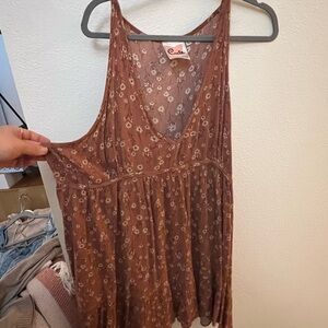 Cute by Daisy Mauve/Pink Floral Dress w/ Cream Flowers